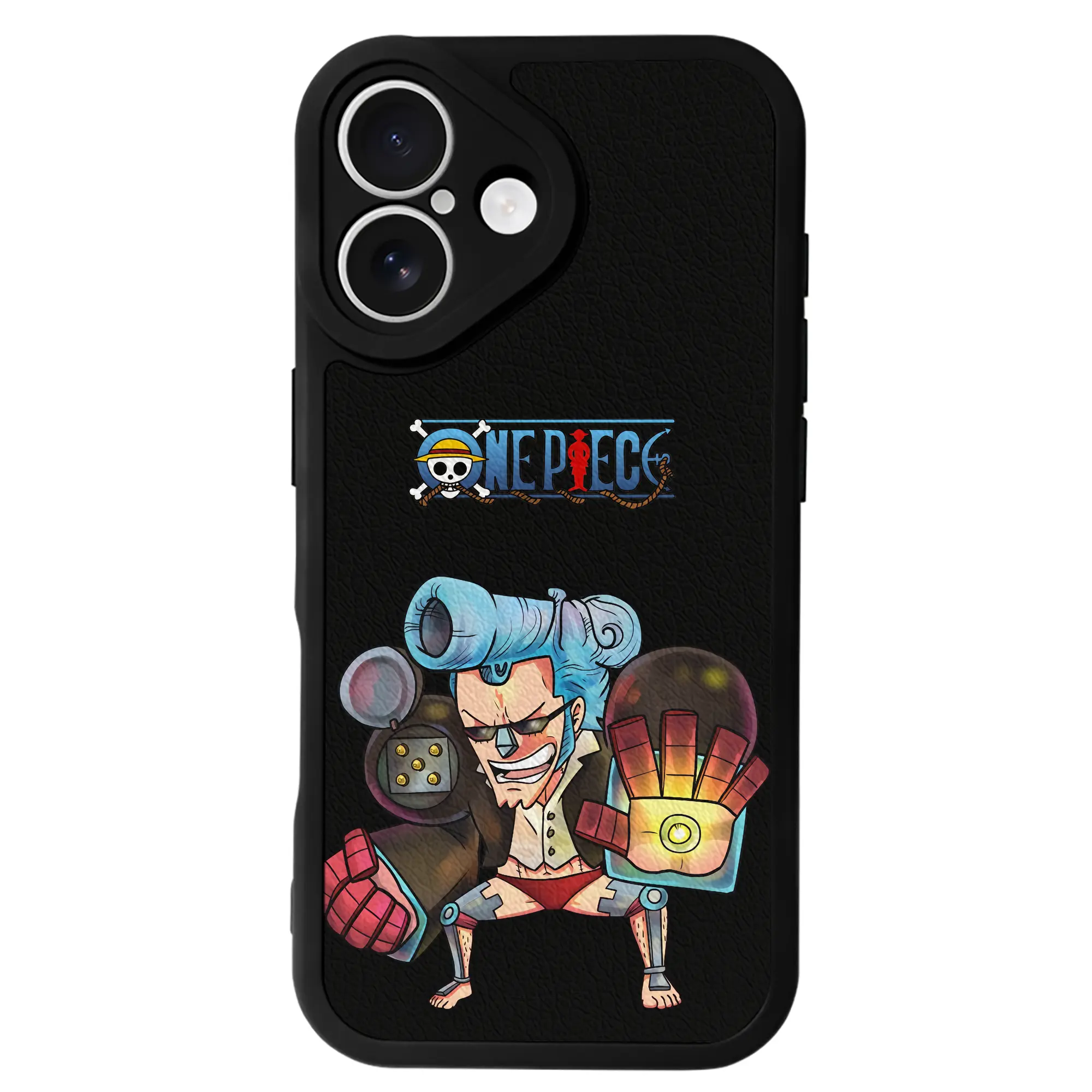 ワンピース グッズ フランキー - IPhone 16シリーズ対応 ・ シリコンスマホケース ・ レザー調 ・ 高精度フィット ・ 耐衝撃 ・ ワイヤレス充電対応 ・ 精密カット